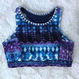 GAIAM Purple Blue Tie Dye High Neck Sport Bra Medium